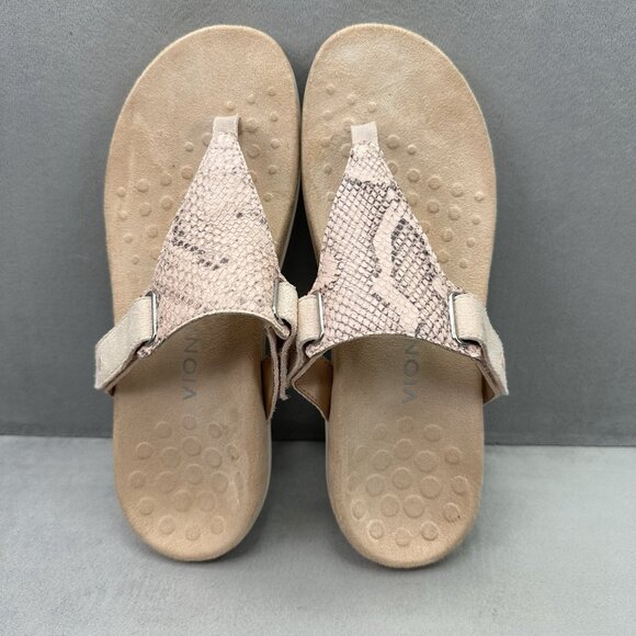 Vionic Wanda Womens Size 8.5 Sandals T-Strap Pale Blush Snakeskin Print Orthotic - Picture 6 of 8